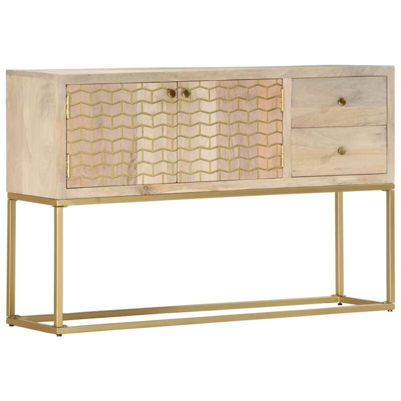 Sideboard Gold 120x30x75 cm Solid Mango Wood Vidaxl