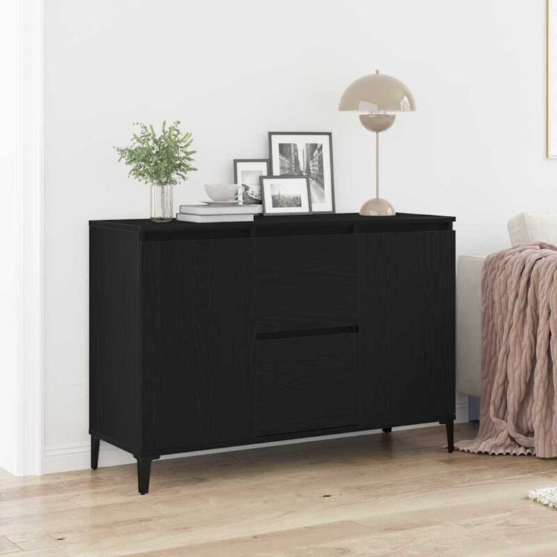 Sideboard Schwarz Eichenholz 104x35x70 Cm Holzwerkstoff - Vidaxl