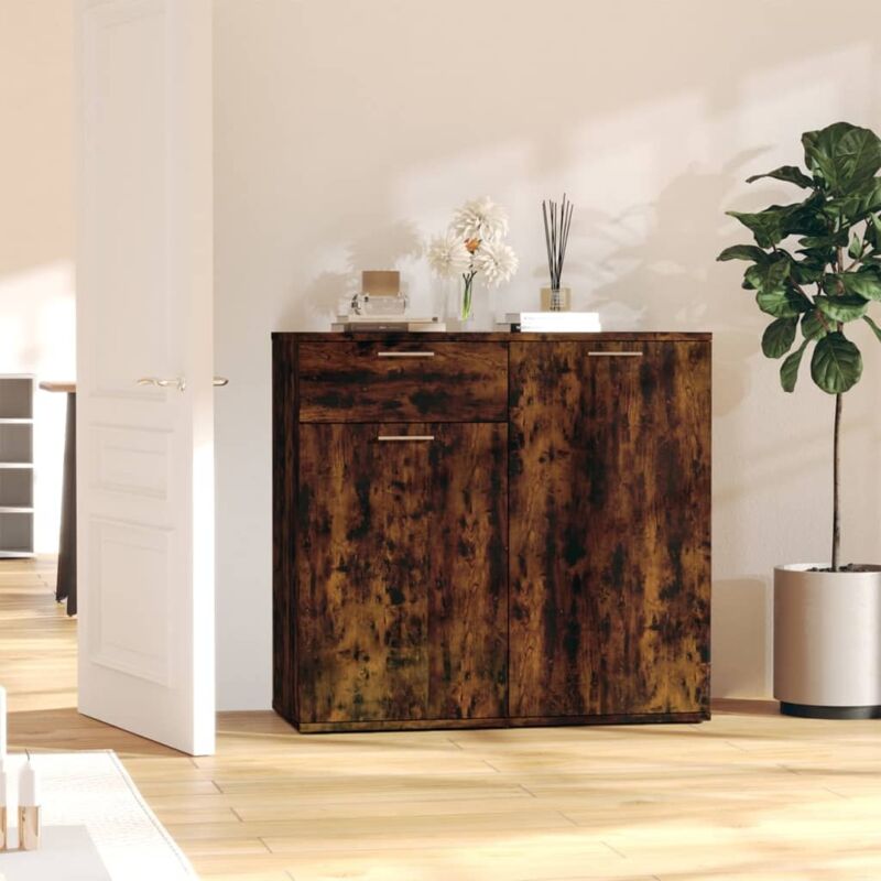 Sideboard Räuchereiche 80x36x75 Cm Holzwerkstoff Vidaxl