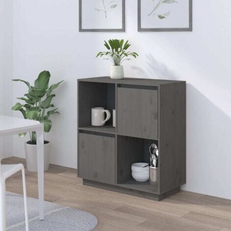 Sideboard Grey 74x35x80 cm Solid Wood Pine vidaXL