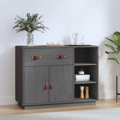Sideboard Grey 98.5x40x75 cm Solid Wood Pine vidaXL