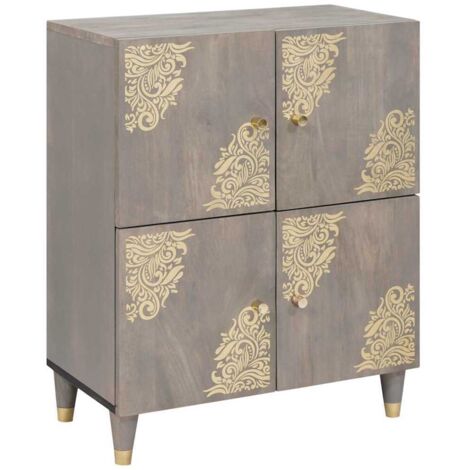 Sideboard Grey and Gold 60 x 33 x 75 cm Solid Mango wood vidaXL