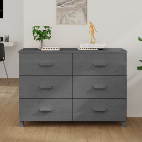 Sideboard HAMAR Dunkelgrau 113x40x80 cm Massivholz Kiefer vidaXL