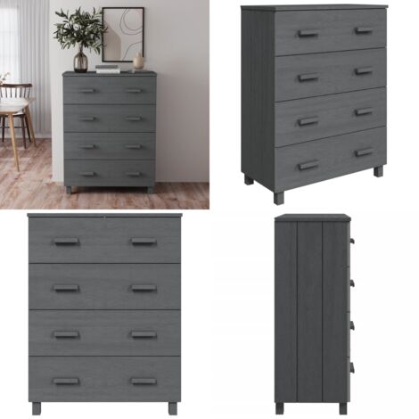 Sideboard HAMAR Dunkelgrau 79x40x103,5 cm Massivholz Kiefer - Holz Sideboard - Kommode - Wohnzimmermöbel - Massiver Kiefer - Dunkelgraue Farbe - Home & Living