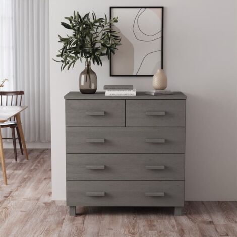 Sideboard HAMAR Hellgrau 79x40x80 cm Massivholz Kiefer vidaXL