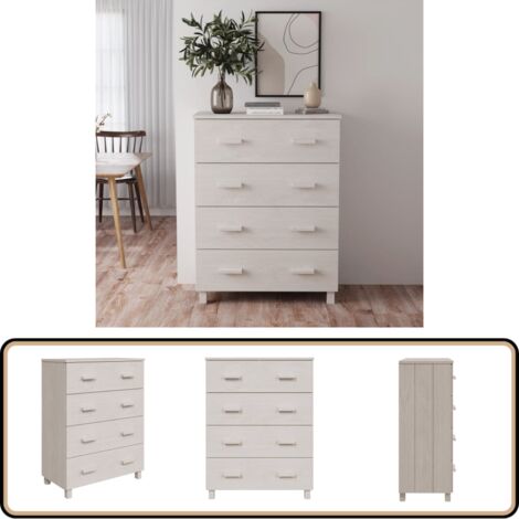 Sideboard HAMAR Weiß 79x40x103,5 cm Massivholz Kiefer - Holz Sideboard - Weißes Sideboard - Wohnzimmermöbel - Kommode - Regal