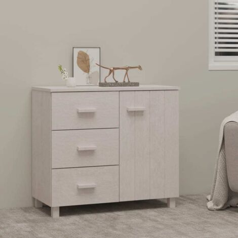 Sideboard HAMAR White 90x40x80 cm Solid Pinewood vidaXL