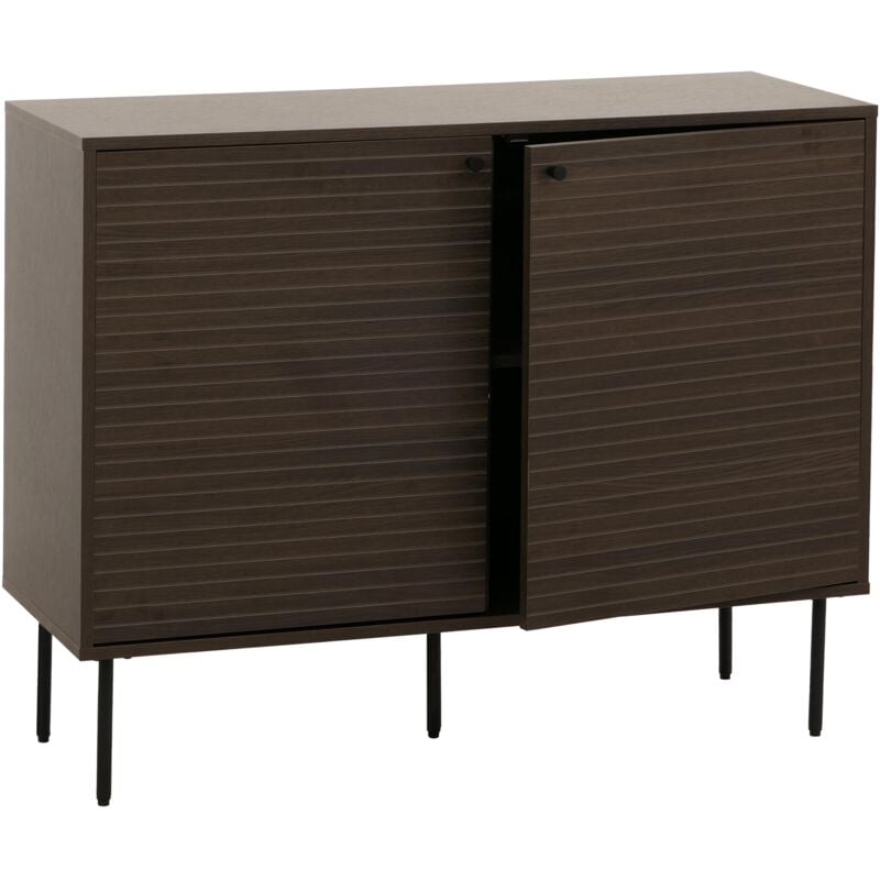 Sideboard HHG 288, Commode Armoire Buffet, style scandinave Métal Bois Mélamine mvg 86x110x40cm, brun foncé