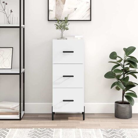 Sideboard High Gloss White 34.5x34x90 cm Engineered Wood vidaXL