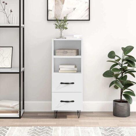 Sideboard High Gloss White 34.5x34x90 cm Engineered Wood vidaXL