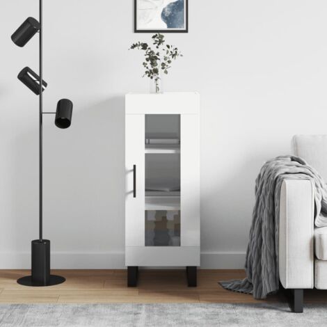 Sideboard High Gloss White 34.5x34x90 cm Engineered Wood vidaXL