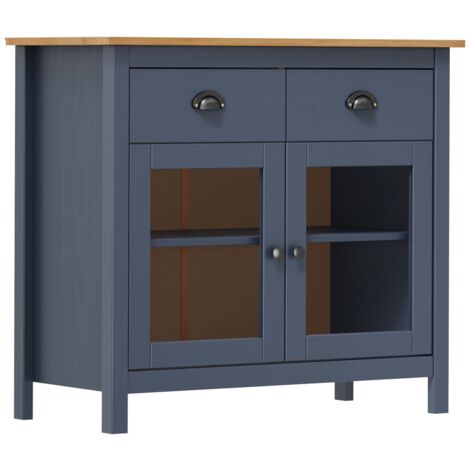 Sideboard Hill Grey 90x40x80 cm Solid Pine Wood vidaXL