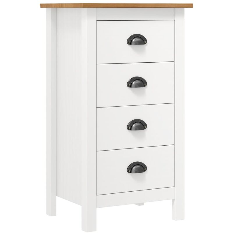 Sideboard Hill Range Weiß 46×35×80 cm Massivholz Kiefer