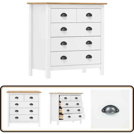 Sideboard Hill Weiß 79x40x80 cm Massivholz Kiefer - Holz Sideboard - Massivholzmöbel - Wohnzimmermöbel - Kommode - Sideboard Weiß