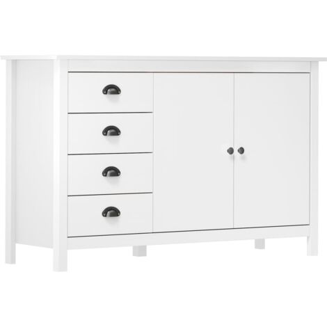 Sideboard Hill White 130x40x80 cm Solid Pine Wood vidaXL