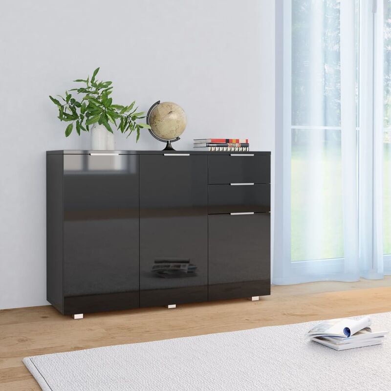 Sideboard Hochglanz-Schwarz 107 x 35 x 76 cm