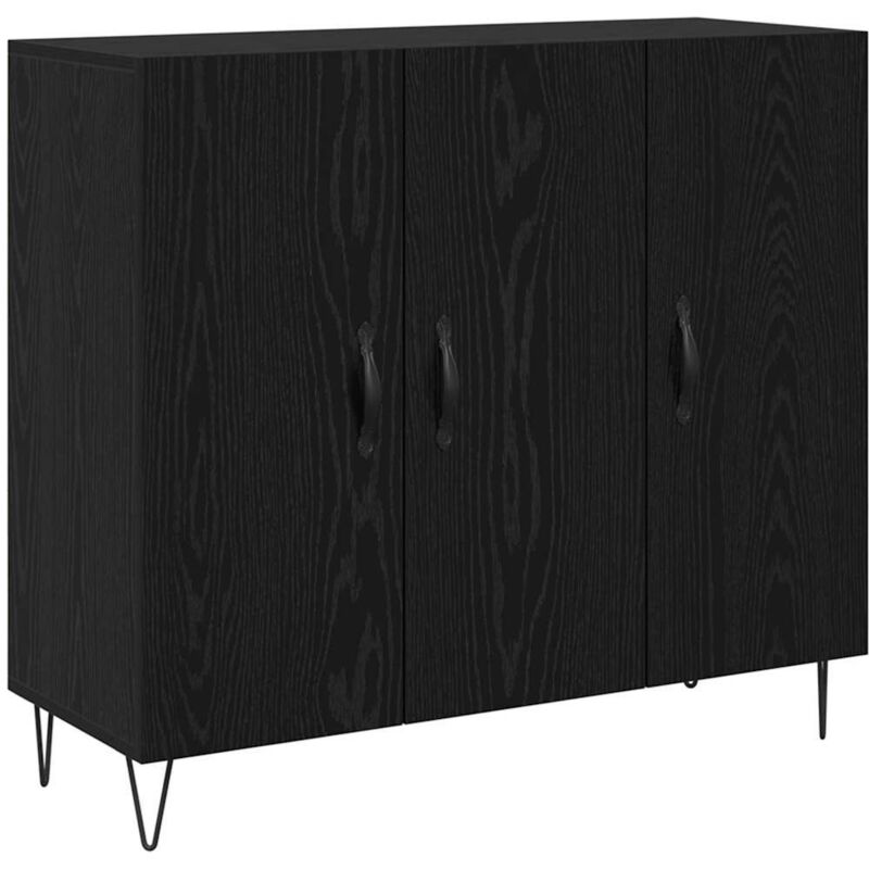 Sideboard Schwarz Eichen-optik 90 X 34 X 80 Cm Holzwerkstoff Vidaxl