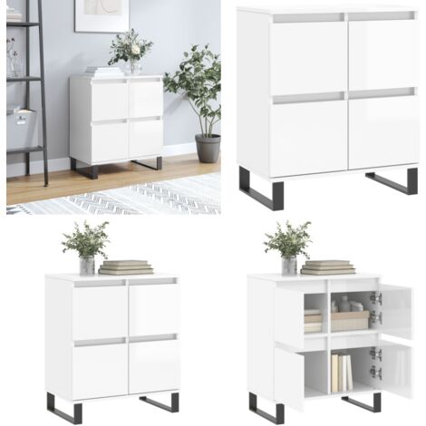 Sideboard Hochglanz-Weiß 60x35x70 cm Holzwerkstoff - Schreibtisch - Wohnzimmermöbel - Sideboard - Kommode - Holzmöbel - Home & Living