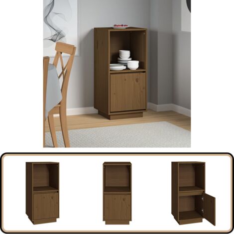 Sideboard Honigbraun 38x35x80 cm Massivholz Kiefer - Sideboard - Holzmöbel - Kiefernholz - Schreibtisch - Regal