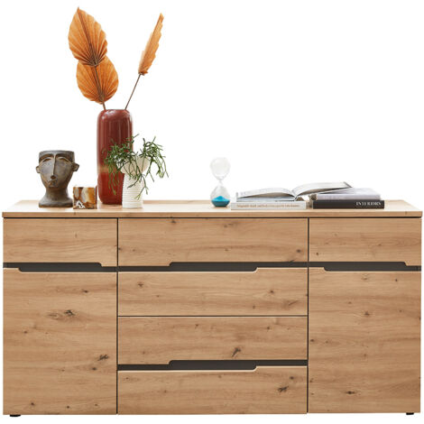 Sideboard in Artisan Eiche Nb. mit Graphit MANRESA-36, B/H/T: ca. 165/82/44 cm