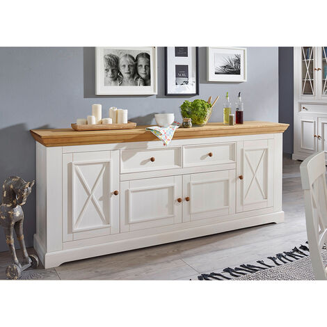 Sideboard in Kiefer weiß mit Eiche, WARNA-69