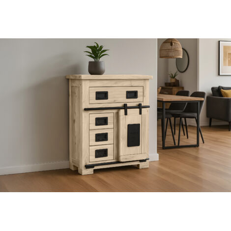 Sideboard Kommode Akazie massiv 75 x 35 x 85 cm eiche LIBRO