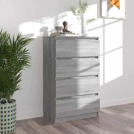 Sideboard Kommode für Wohnzimmer Küche  Grau Sonoma 60x35x98,5 cm Holzwerkstoff DE53304