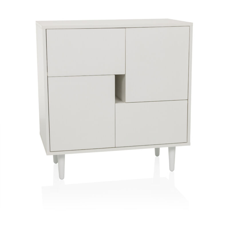 Sideboard / Kommode Lykkja 77x39, 5x72 Cm 2 Schubladen 2 Türen Weiß Hjh Living