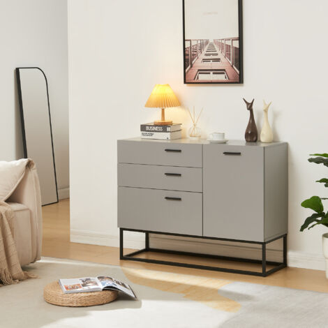 Sideboard Lavangen 75x100x35 cm Hellgrau [en.casa]