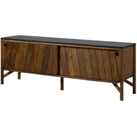 Sideboard Mango 185x45x65 braun geölt / dunkler Granit LOS ANGELES 107