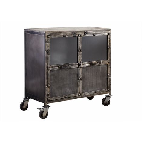 Sideboard Mango 90x40x90 grau lackiert HEAVY INDUSTRY 114