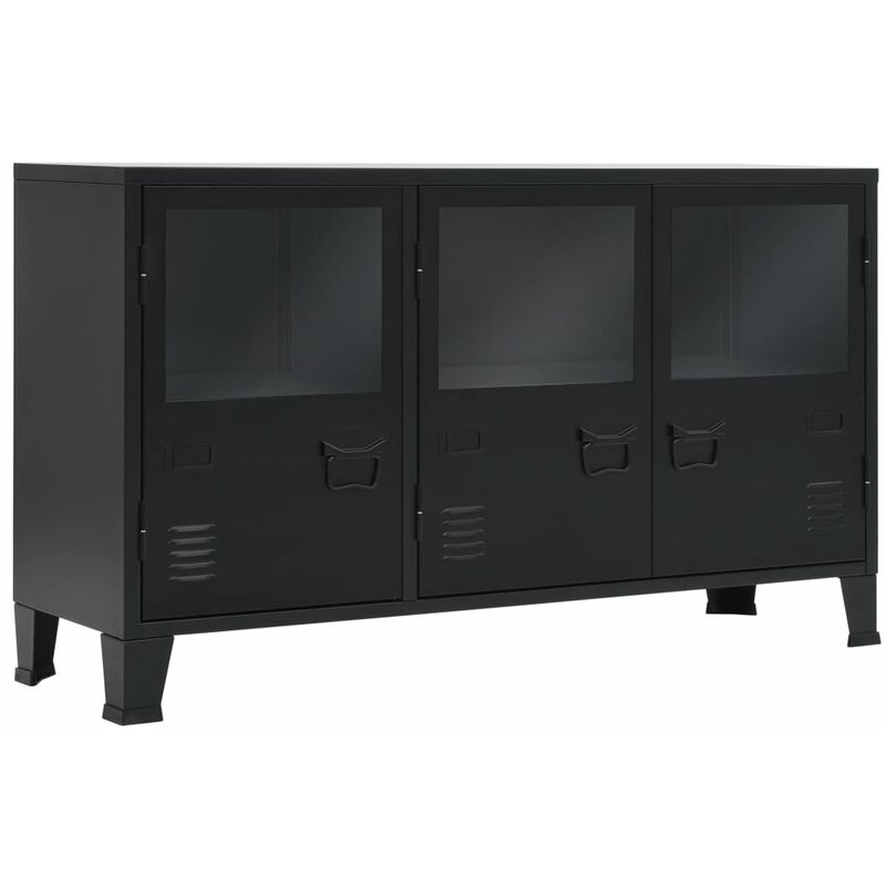 Betterlife - Sideboard Metall Industrie-Stil 120×35×70 cm Schwarz