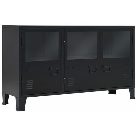 Sideboard Metall Industrie-Stil 120×35×70 cm Schwarz vidaXL - Schwarz
