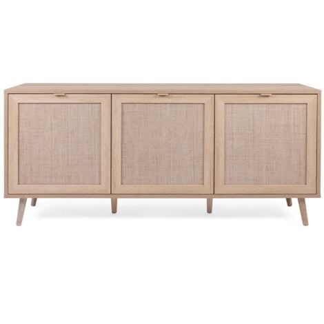 LES TENDANCES Sideboard mit 3 Türen L150 cm - Rattan-Druck - Bali