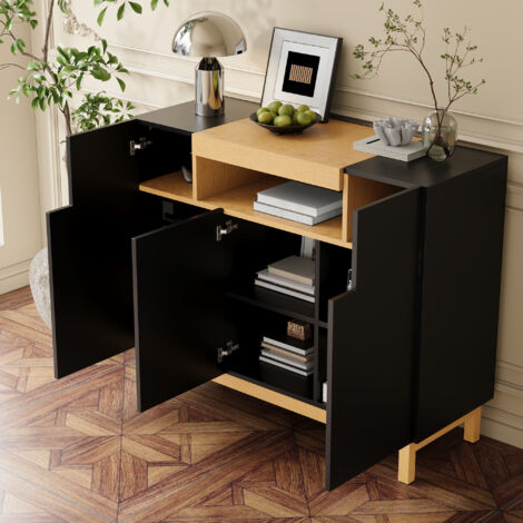 Sideboard mit 3 Türen und 1 offenem Fach, Minimalistischer Stil, für Wohn- und Esszimmer, 120.5 × 42 × 96 cm