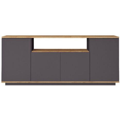 Sideboard mit 4 Türen & 1 Regal - Anthrazit & Holzfarben - LOTULA