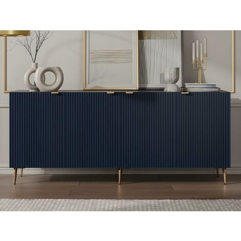 VENTE-UNIQUE Sideboard mit 4 Türen - MDF & Stahl - Blau & Goldfarben - YESINIA