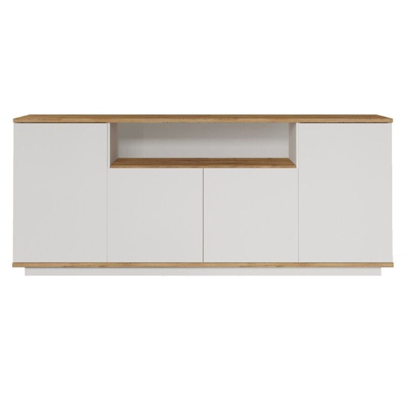 Vente-Unique Sideboard 4 Türen, 1 Offenes Fach Dekor Pinienholz Und Weiß B180 Cm