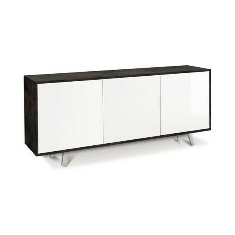 Sideboard mit drei Türen Schwarz Hochglanz Weiß 177x41x H74 cm