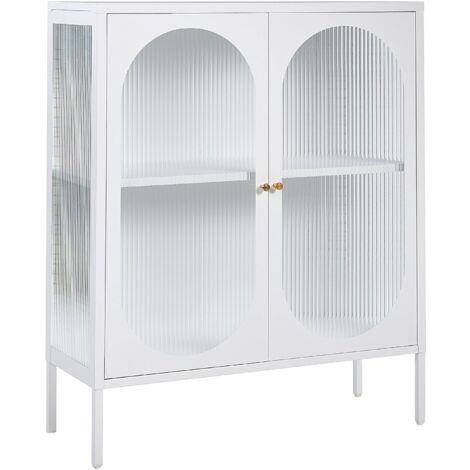 Sideboard mit Glastüren SARRE Metall 90 cm Weiß