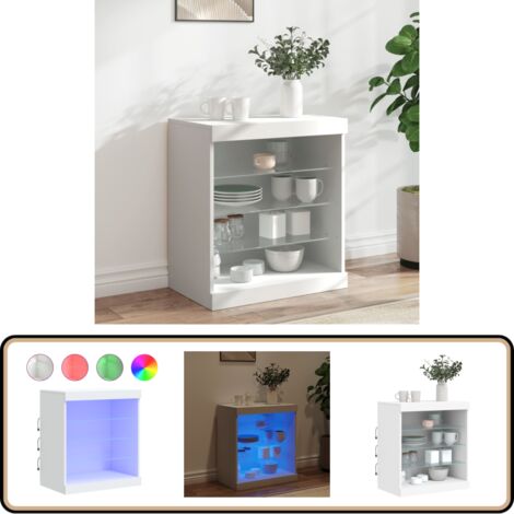 Sideboard mit LED-Beleuchtung Weiß 60,5x37x67 cm - Schreibtisch - Wohnzimmermöbel - Sideboard - TV Stand - Regal