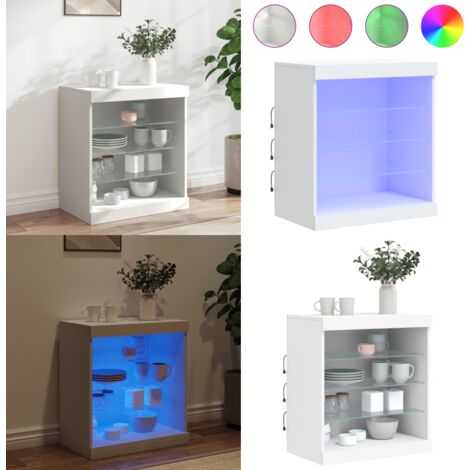 Sideboard mit LED-Beleuchtung Weiß 60,5x37x67 cm - Schreibtisch - Wohnzimmermöbel - Sideboard - TV Stand - Regal - Home & Living