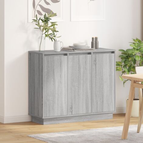 Sideboard mit LED in Grau Sonoma, 90x32x75 cm, aus Holzwerkstoff vidaXL694819