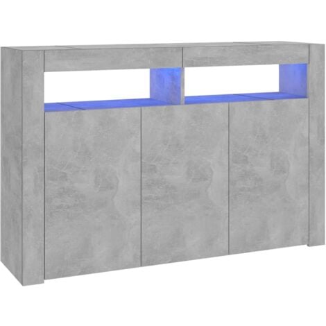 Sideboard，Kommode mit LED-Leuchten Betongrau 115,5x30x75 cm vidaXL