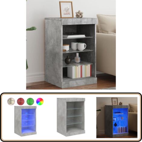 Sideboard mit LED-Leuchten Betongrau 41x37x67 cm - Schreibtisch - Wohnzimmermöbel - Sideboard - Regal - TV Stand