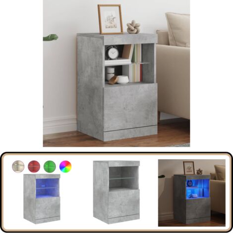 Sideboard mit LED-Leuchten Betongrau 41x37x67 cm - Schreibtisch - Wohnzimmermöbel - Sideboard - Regal - TV-Stand