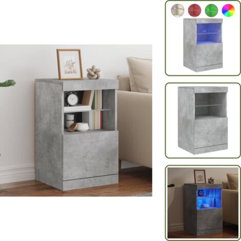 Sideboard mit LED-Leuchten Betongrau 41x37x67 cm - Schreibtisch - Wohnzimmermöbel - Sideboard - Regal - TV-Stand