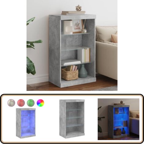 Sideboard mit LED-Leuchten Betongrau 60,5x37x100 cm - Sideboard - Wohnzimmermöbel - TV-Schreibtisch - Regal - Holzschrank