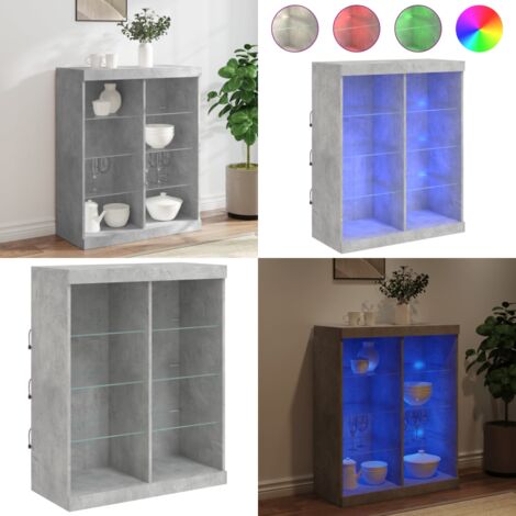 Sideboard mit LED-Leuchten Betongrau 81x37x100 cm - Sideboard - Wohnzimmermöbel - TV-Schreibtisch - Regal - Beton Grau - Home & Living