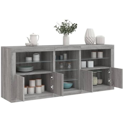 Sideboard mit LED-Leuchten Grau Sonoma 162x37x67 cm vidaXL